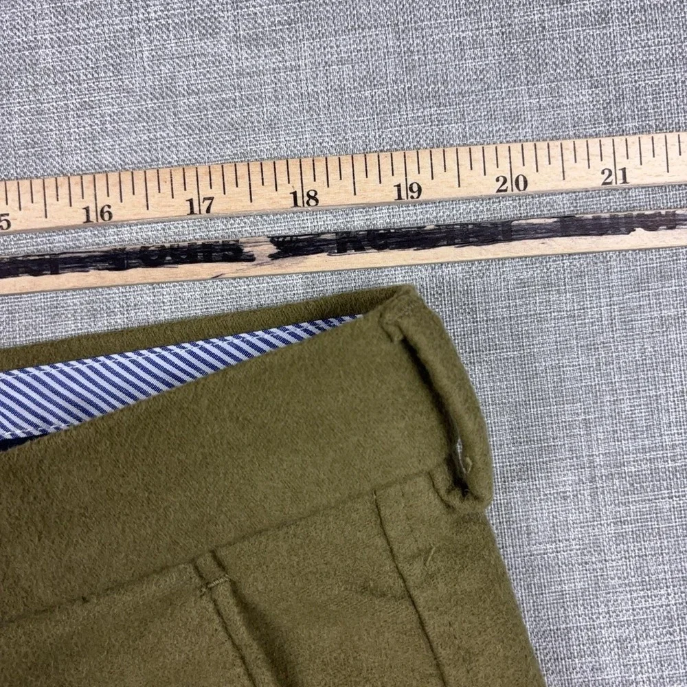 Samuel Windsor Pants Mens 38x31 Green Flannel Chino Cotton Straight Casual